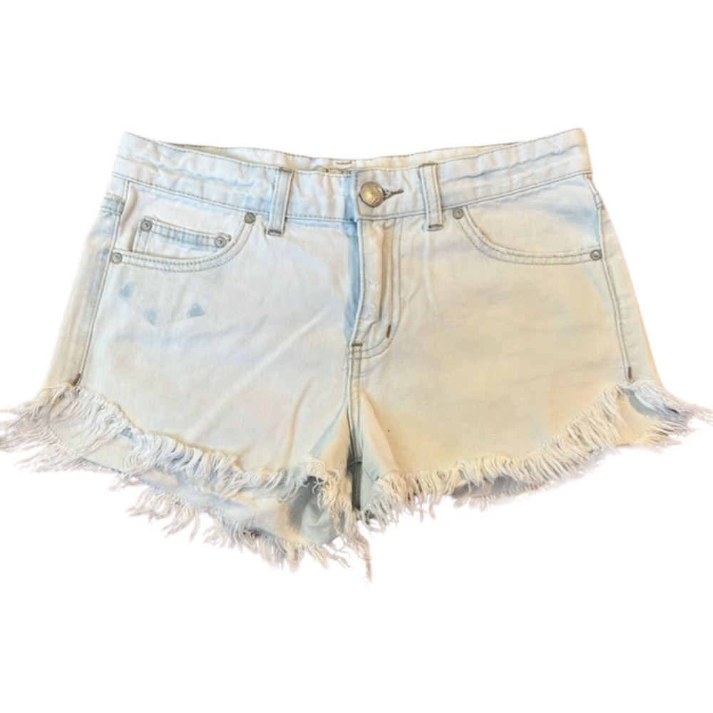 Free People Women’s White Washed Denim Shorts Size 25